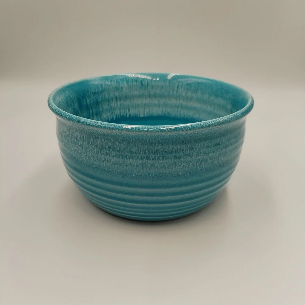 J Dryden Original Pottery Turquoise Drip Glaze Studio Bowl Signed 1984